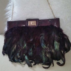 Aldo iridescent peacock feather bag EUC